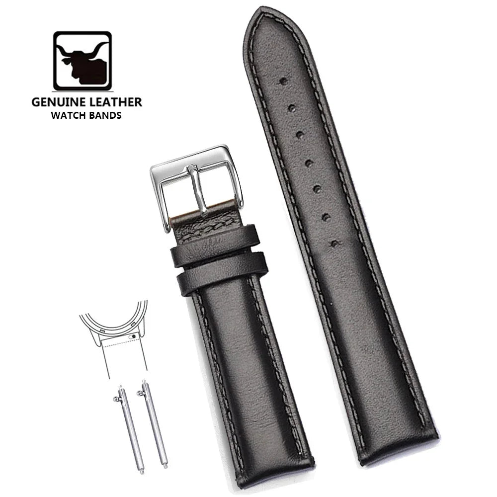 Premium Genuine Leather Watch Strap – 12–24mm with Tool