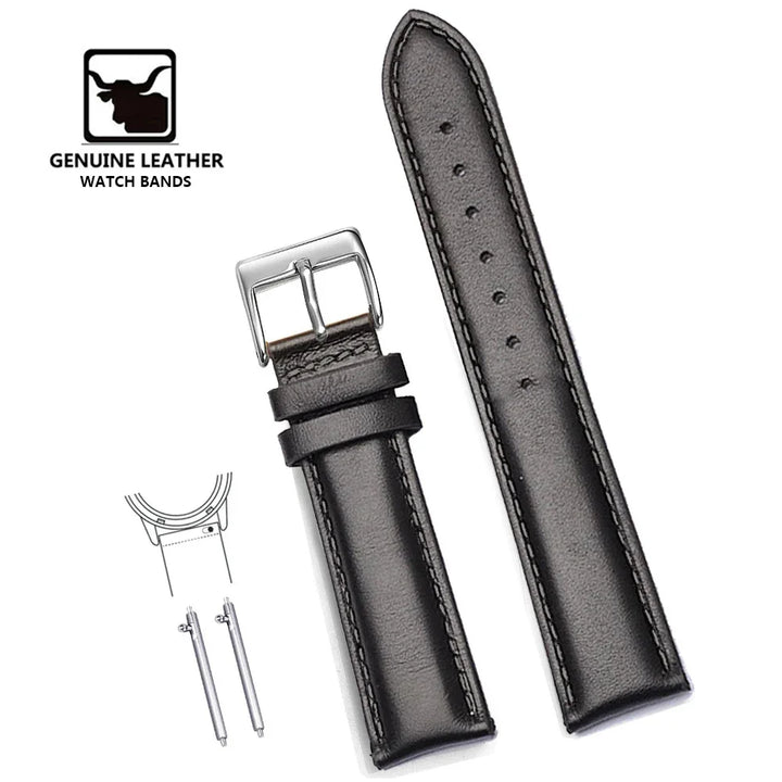 Premium Genuine Leather Watch Strap – 12–24mm with Tool