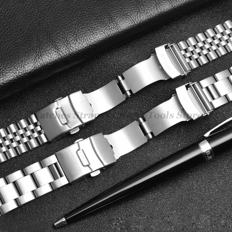 Solid Stainless Steel Watch Strap 18–22mm for Seiko, Jubilee & Oyster