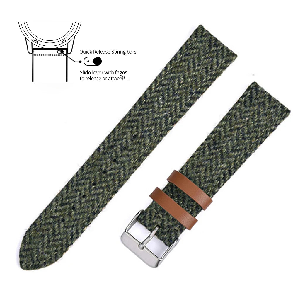 NATOBELT Wool Weave Leather Strap – Quick Release, 18–22mm
