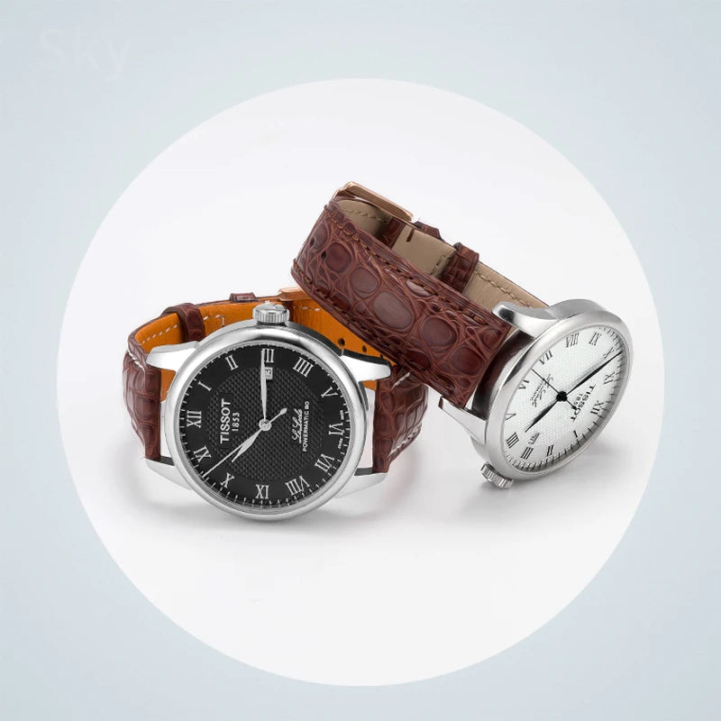 Crocodile Skin Genuine Leather Watch Band with Needle & Butterfly Buckle for