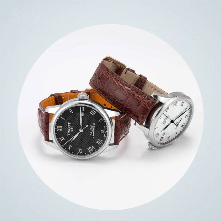 Crocodile Skin Genuine Leather Watch Band with Needle & Butterfly Buckle for