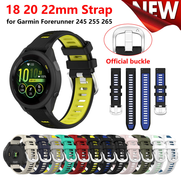 Silicone Sports Strap for Garmin Forerunner, Venu & Vivoactive (18-22mm)