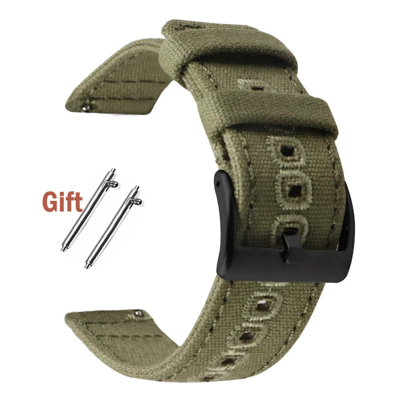 Braided Canvas Watch Band for Samsung Galaxy 3/4 40mm 44mm Classic 46/42mm Quick Release Bracelet for Huawei Strap18mm 20mm 22mm