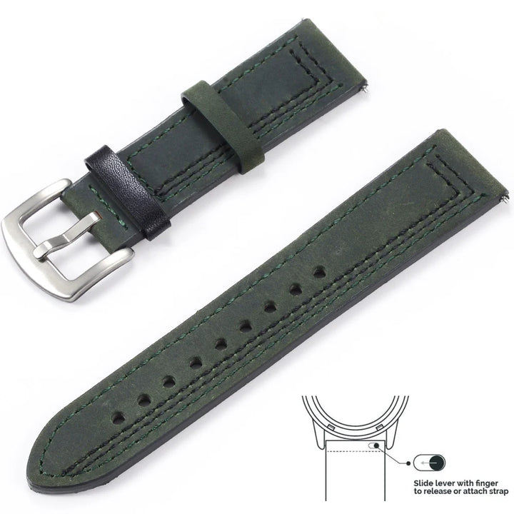op Grain Genuine Leather Watch Band 20mm 22mm (Quick Release)