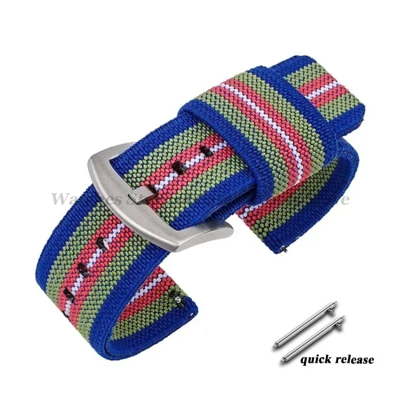 Nylon Watch Band 18mm 20mm 22mm 24mm Woven Elastic Strap for Seiko for Omega Quick Release Wristband Military Men's Sport Bands
