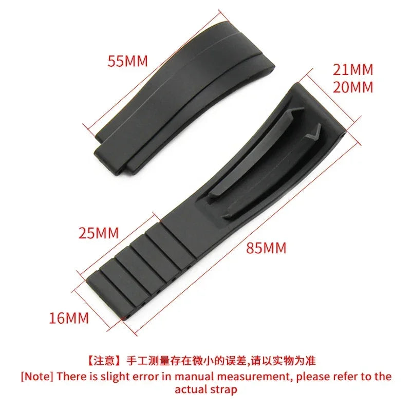 Flat Interface Silicone Watch Strap 20mm for Rolex Daytona & GMT 2