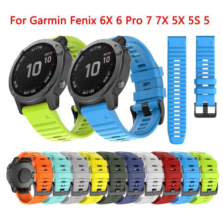 QuickFit Silicone Strap for Garmin Fenix, Epix & D2 Series (20-26mm)