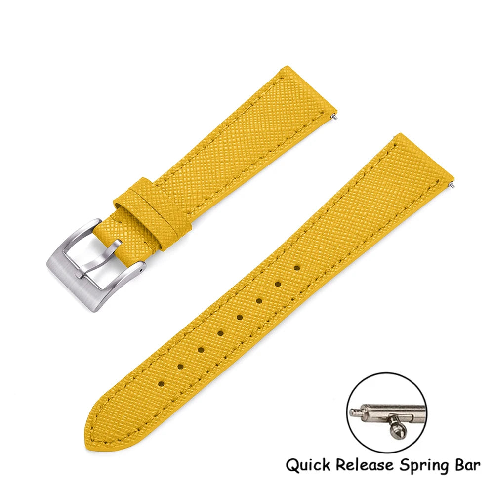Quick Release Saffiano Leather Watch Strap – 18-24mm Universal