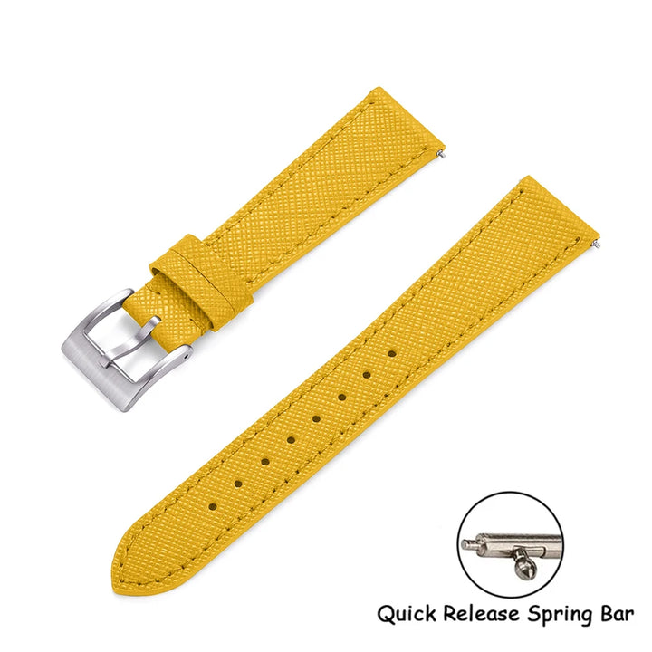 Quick Release Saffiano Leather Watch Strap – 18-24mm Universal