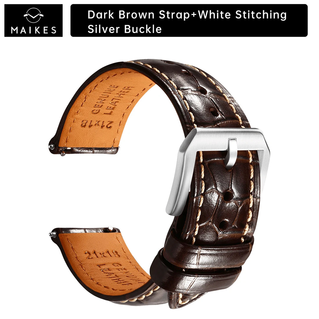 Maikes Top Quality Leather Watch Strap Accessories Butterfly Buckle For Chopard Breitling Omega Patek Philippe Watch Band