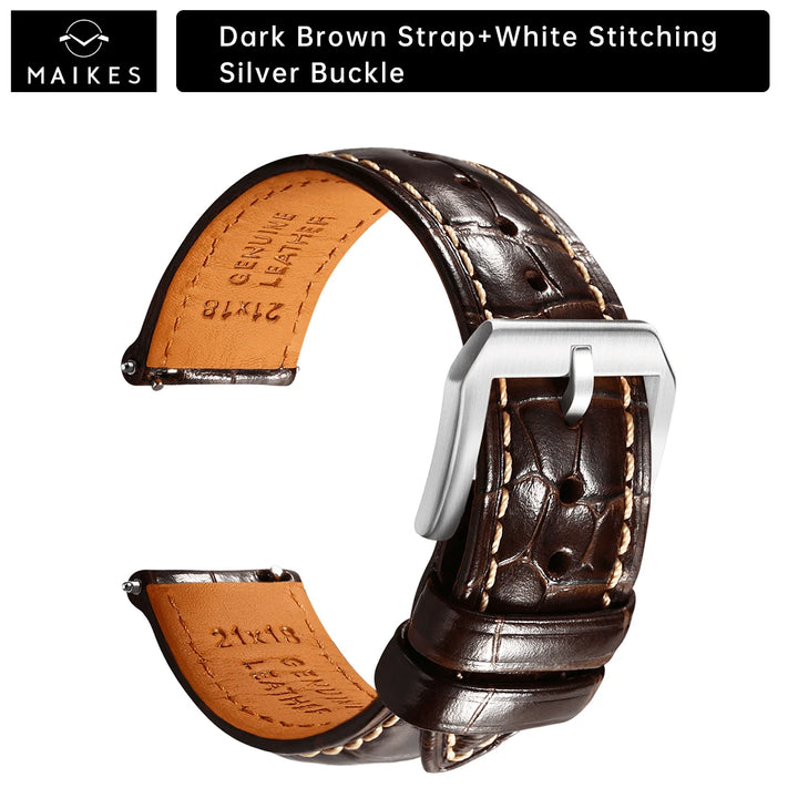 Maikes Top Quality Leather Watch Strap 20mm 22mm Accessories Watchbands Braceletes For Longines Jaeger-LeCoultre Watch Band