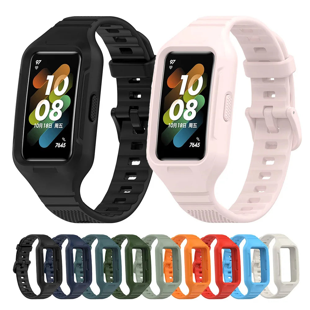 Integrated Silicone Strap & Case for Huawei Band 6-9 & Honor Band 6-7