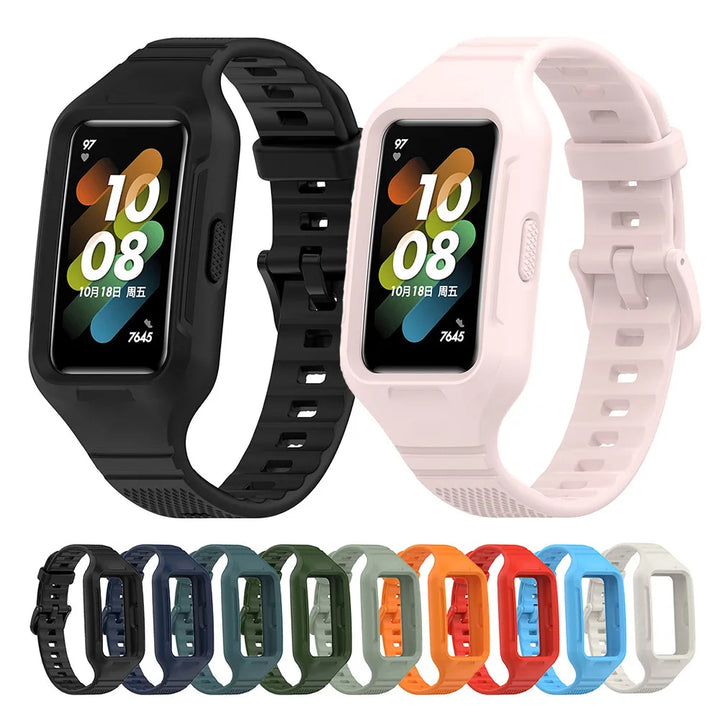 Integrated Silicone Strap & Case for Huawei Band 6-9 & Honor Band 6-7