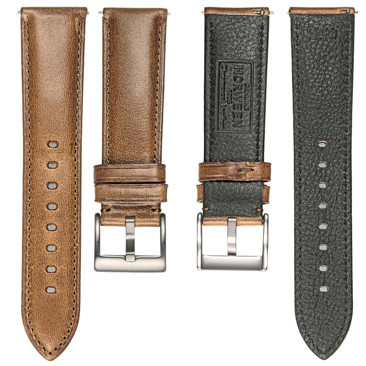 Hemsut Genuine Leather Watch Bands Quick Release Handmade HORWEEN Cowhide Leather Wrist Straps 18mm 19mm 20mm 21mm 22mm