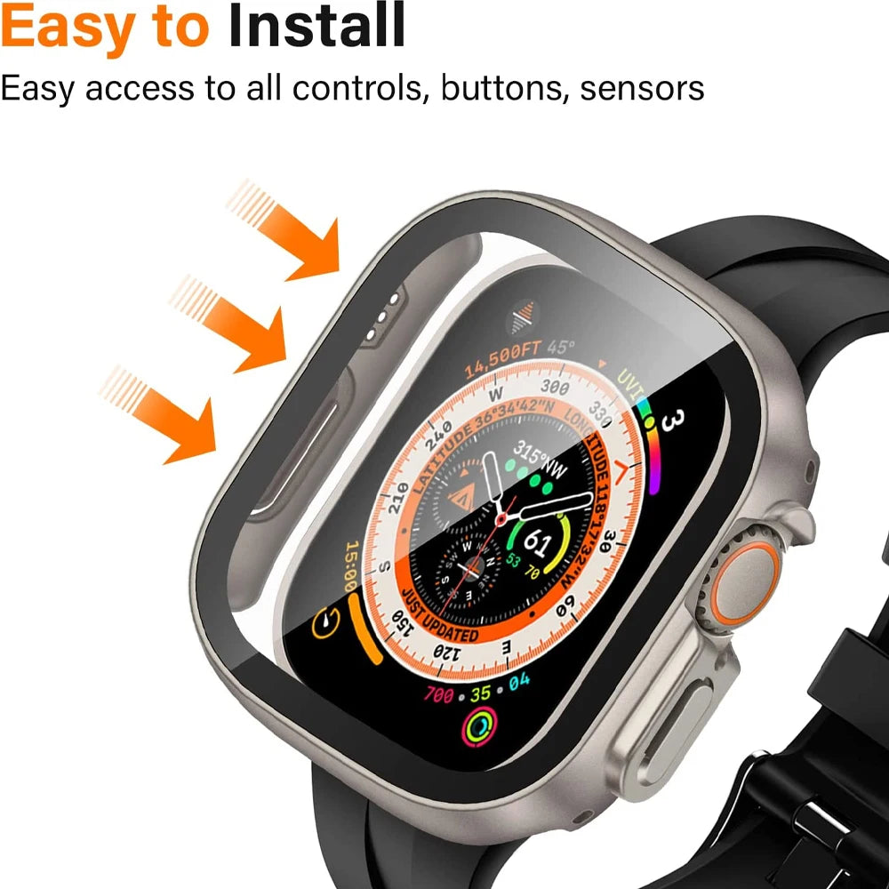 Cover For Apple Watch Ultra 3 Case 49mm Accessories PC Shockproof Bumper+Tempered Glass Screen Protector iwatch Series Ultra 2