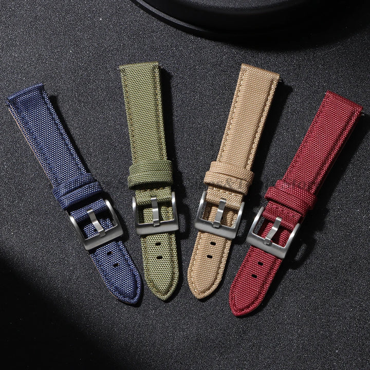 Nylon & Leather Hybrid Watch Strap (20/22mm, Quick Release)