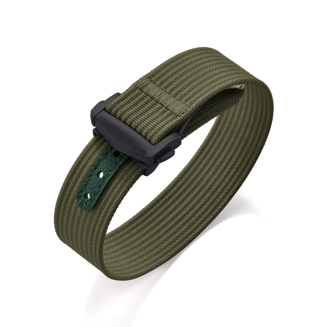 Ribbed Nylon & FKM Rubber Watch Strap – 18–22mm Folding Buckle for Omega, Tudor & Seiko