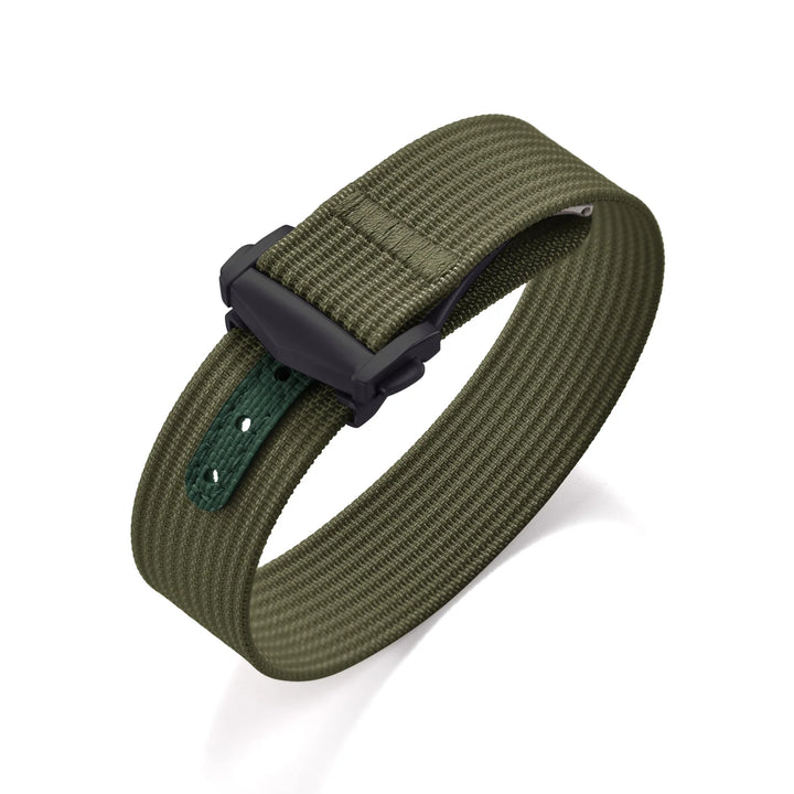 Ribbed Nylon & FKM Rubber Watch Strap – 18–22mm Folding Buckle for Omega, Tudor & Seiko