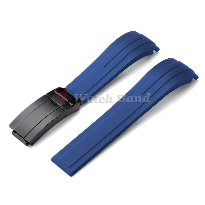 Curved End Rubber Watch Strap 20mm 21mm 22mm for Rolex for Water Ghost Waterproof Silicone Wrist Band Folding Buckle Bracelet