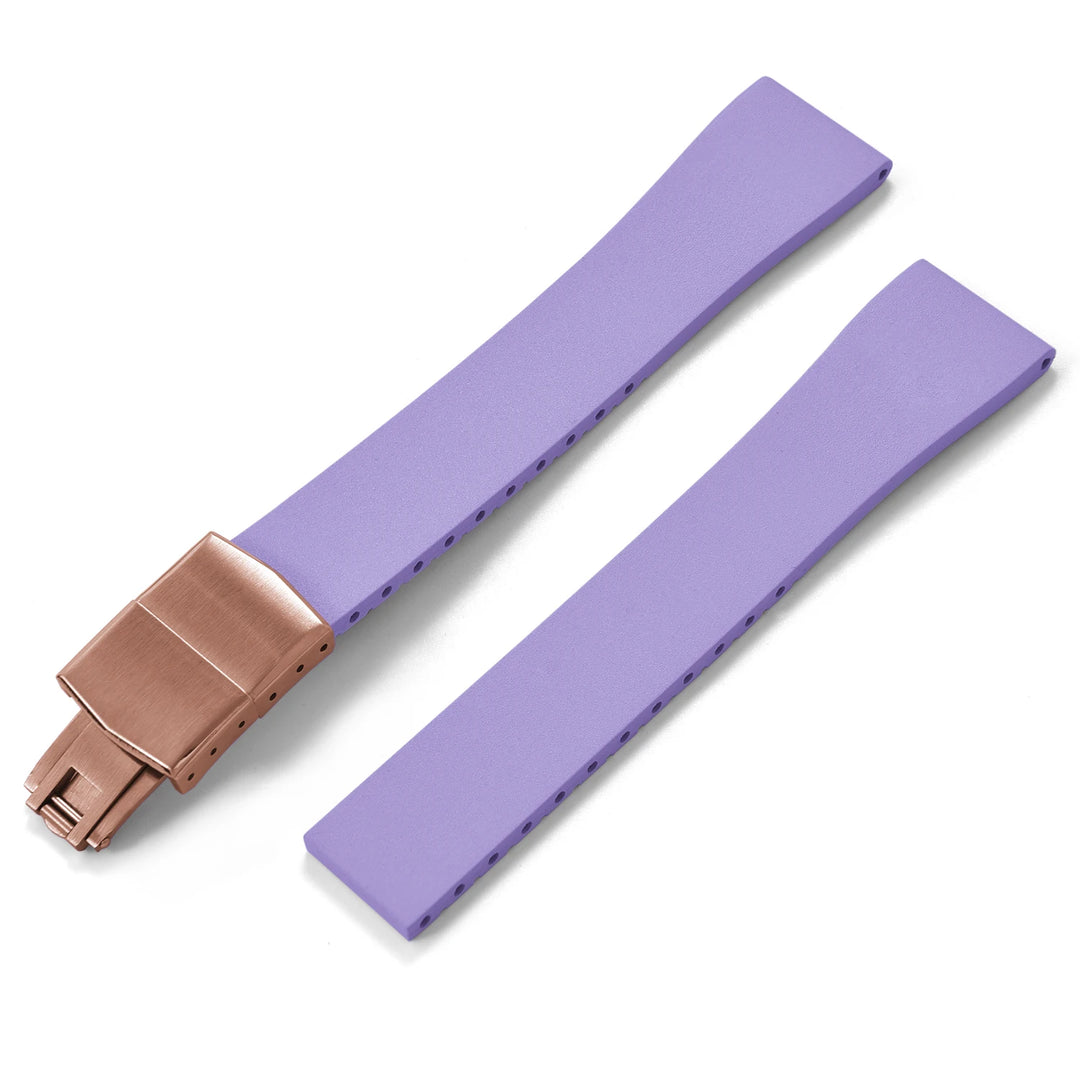 JUELONG CTS FKM Rubber Watch Strap 16–22mm Quick Release with Rose Gold Butterfly Buckle