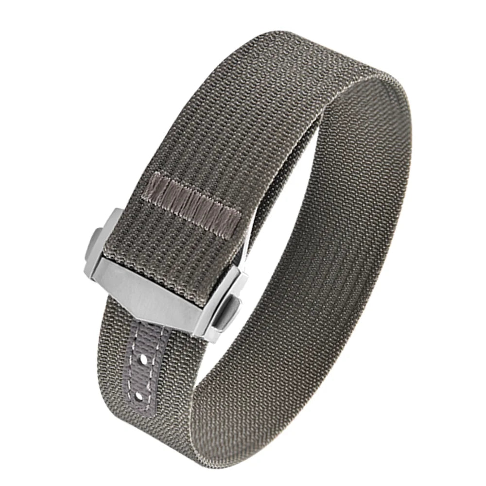 JUELONG Canvas Sailcloth Watch Strap 18mm 20mm 22mm Rubber Hole Sport Waterproof Folding Buckle Watchband For Omega Swatch Moon