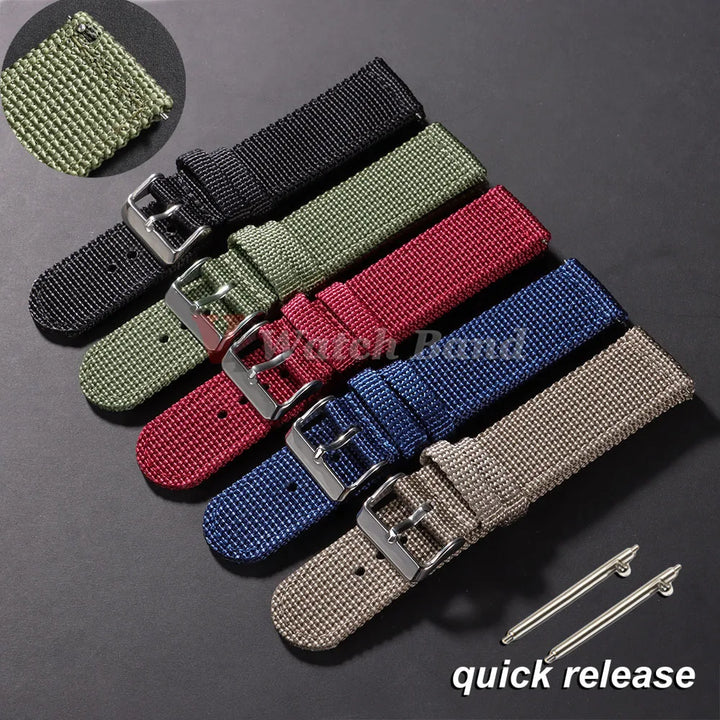 18/20/22/24mm Nylon Watch Band for Seiko Army Military Canvas Woven Nylon Strap Quick Release Wristband Men's Sport Watch Bands