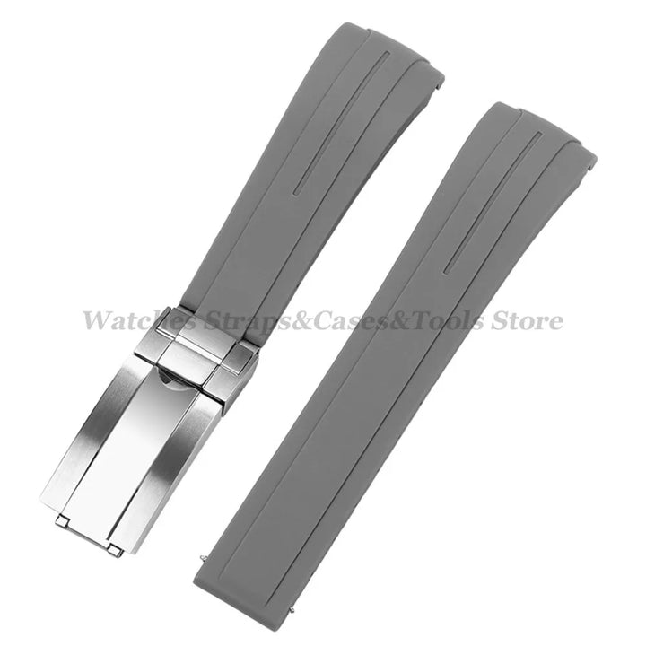Curved End Silicone Rubber Watch Band 20–22mm for Rolex Water Ghost
