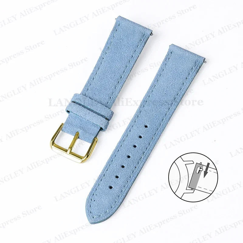 Vintage Suede Leather Watch Strap – 18/20/22mm, Quick Release