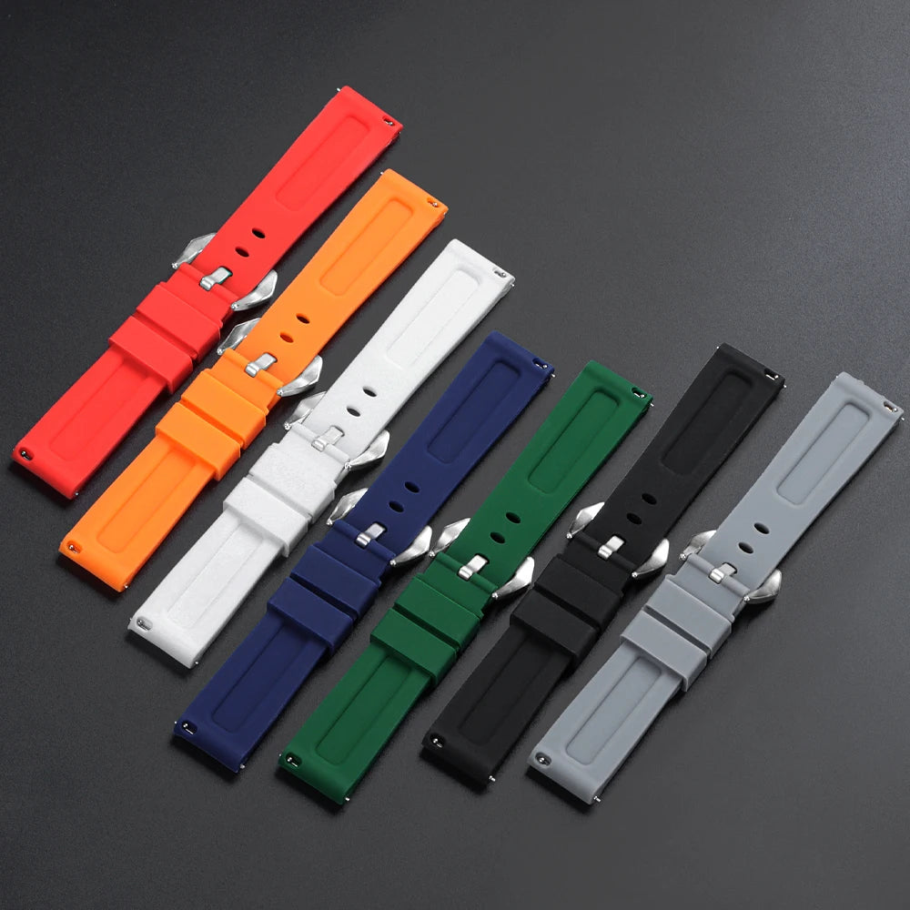Quick Release Silicone Watch Band 20–26mm for Panerai, Omega, Seiko & Casio