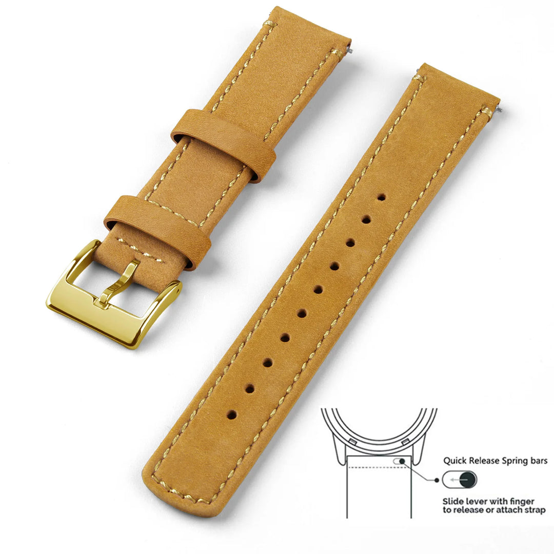 Genuine Top Grain Leather Quick Release Watch Band 20–22mm for Samsung Galaxy Watch