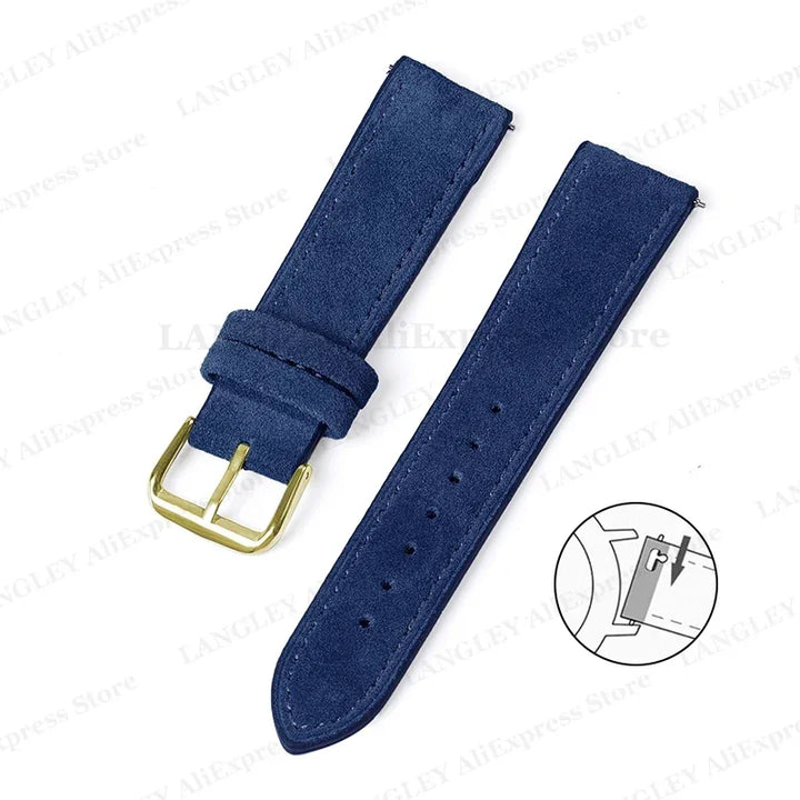 Vintage Suede Leather Watch Strap – 18/20/22mm, Quick Release