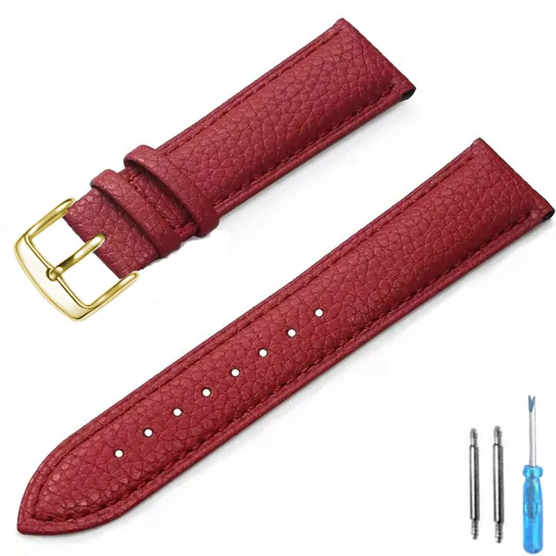 Genuine Leather Watch Band 12mm 14mm 16mm 18mm 20mm Watch Strap for Man Women High-quality Wrist Watchband + Tool