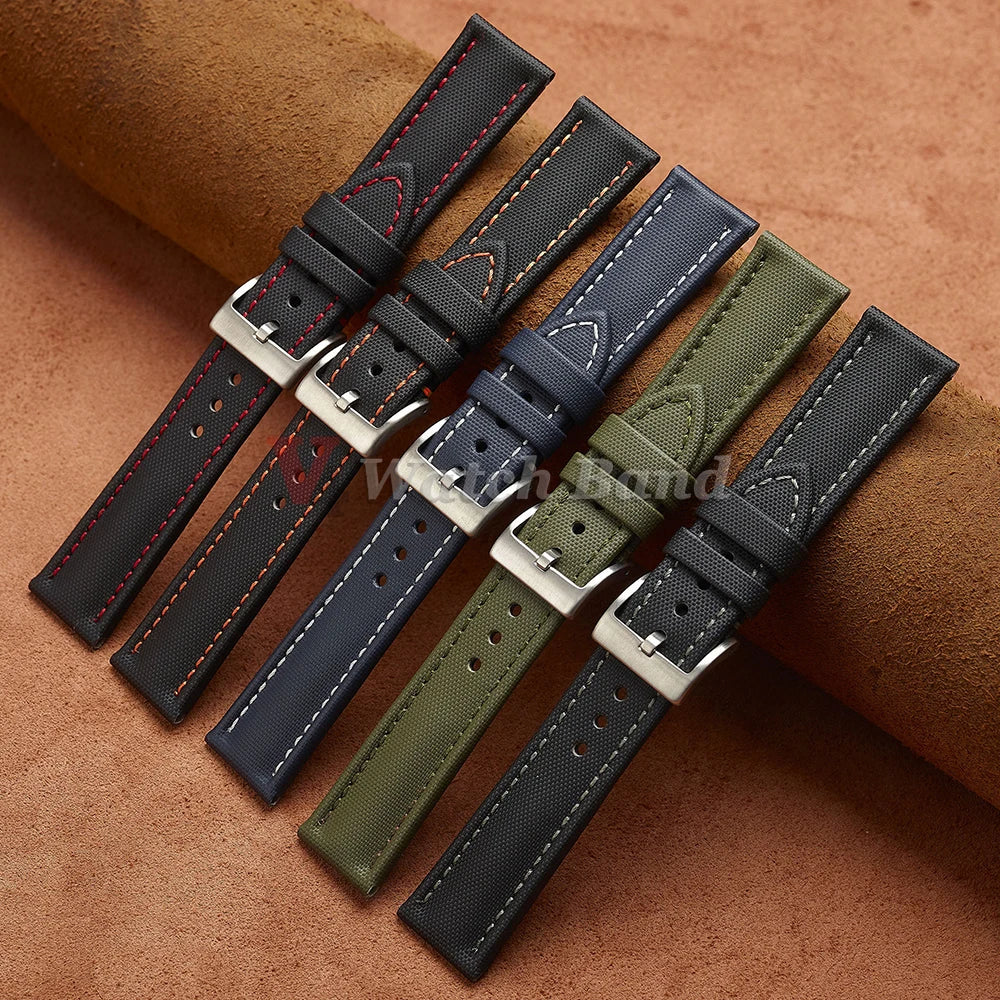 Genuine Sailcloth Watch Band Premium Sailcloth Strap 18mm 19mm 21mm Waterproof Nylon Quick Release Bracelet 20mm 22mm Wristbelt