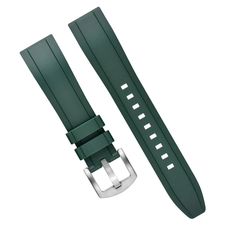 Silicone Sport Watch Strap – 20–24mm Quick-Release (Black/Green)