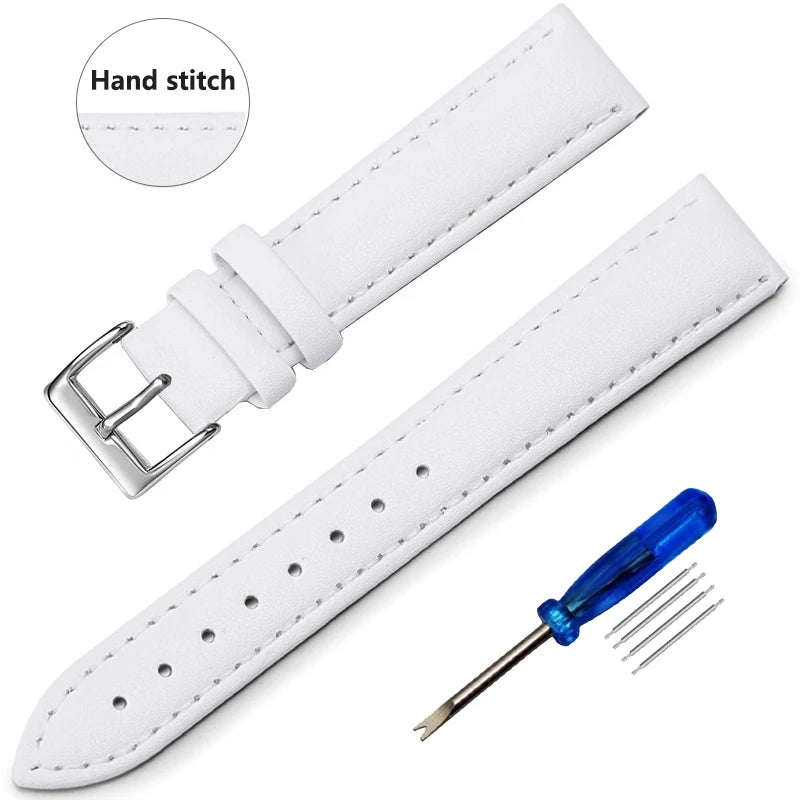 Genuine Leather Watch Strap – Smooth Finish (SS Buckle, 12–22mm)
