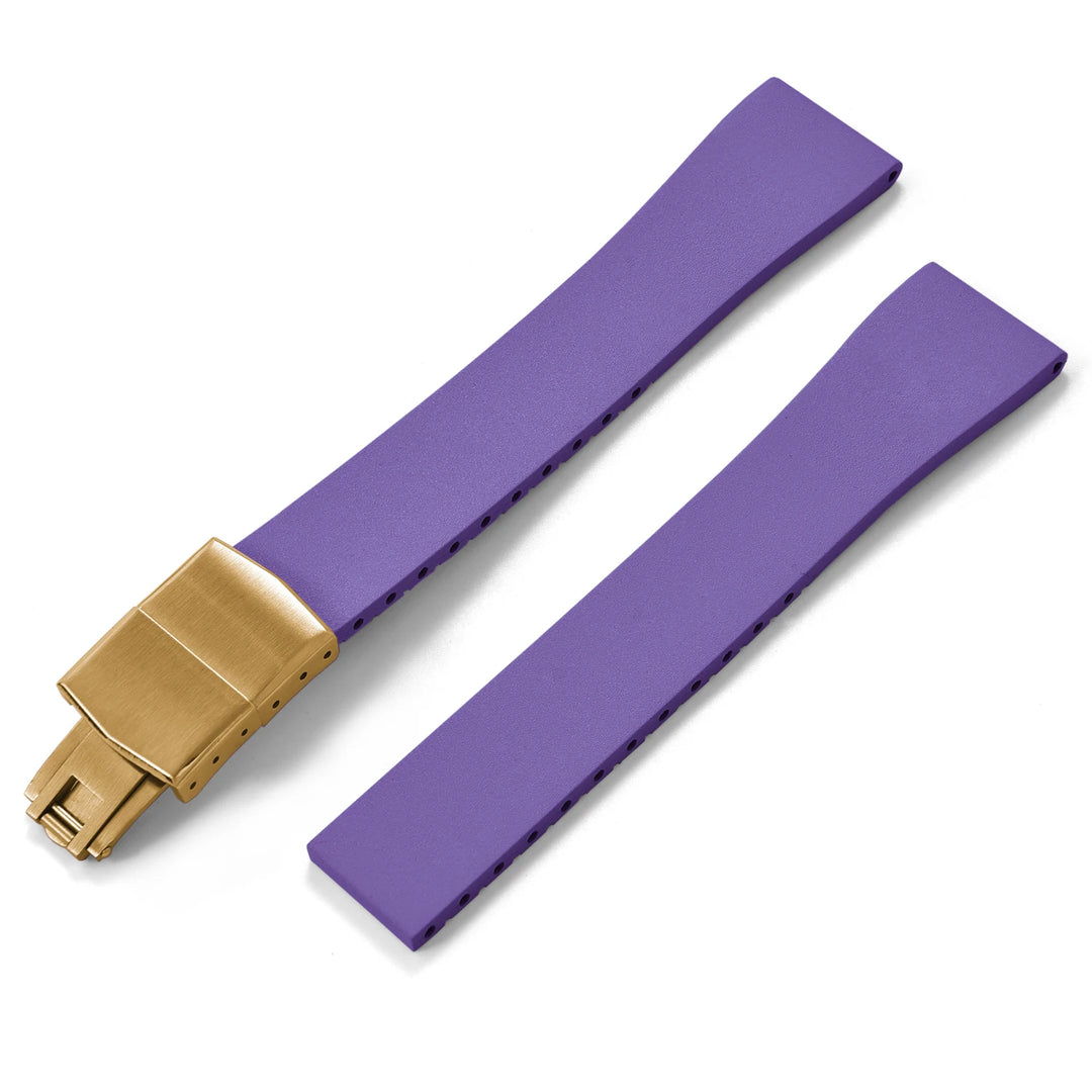JUELONG CTS FKM Rubber Watch Strap 16–22mm Quick Release with Gold