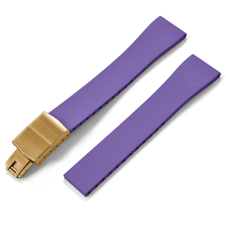 JUELONG CTS FKM Rubber Watch Strap 16–22mm Quick Release with Gold