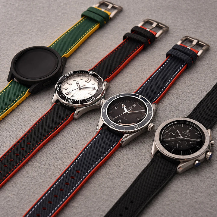 JUELONG Hybrid FKM Rubber Nylon Sailcloth Watch Strap 18mm 20mm 22mm 24mm Quick Release Watchbands For Each Brand Diving Watches