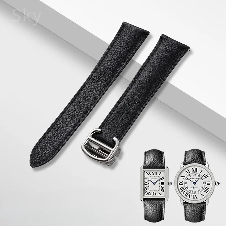Cowhide Watch Strap Accessories for Cartier Tank – 16–23mm, Stainless Steel