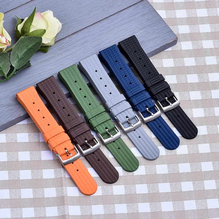 JUELONG Waffle FKM Rubber Watch Bands Quick Release Waterproof Durable Fluororubber Strap 20mm 22mm For Traditional Diving Watch