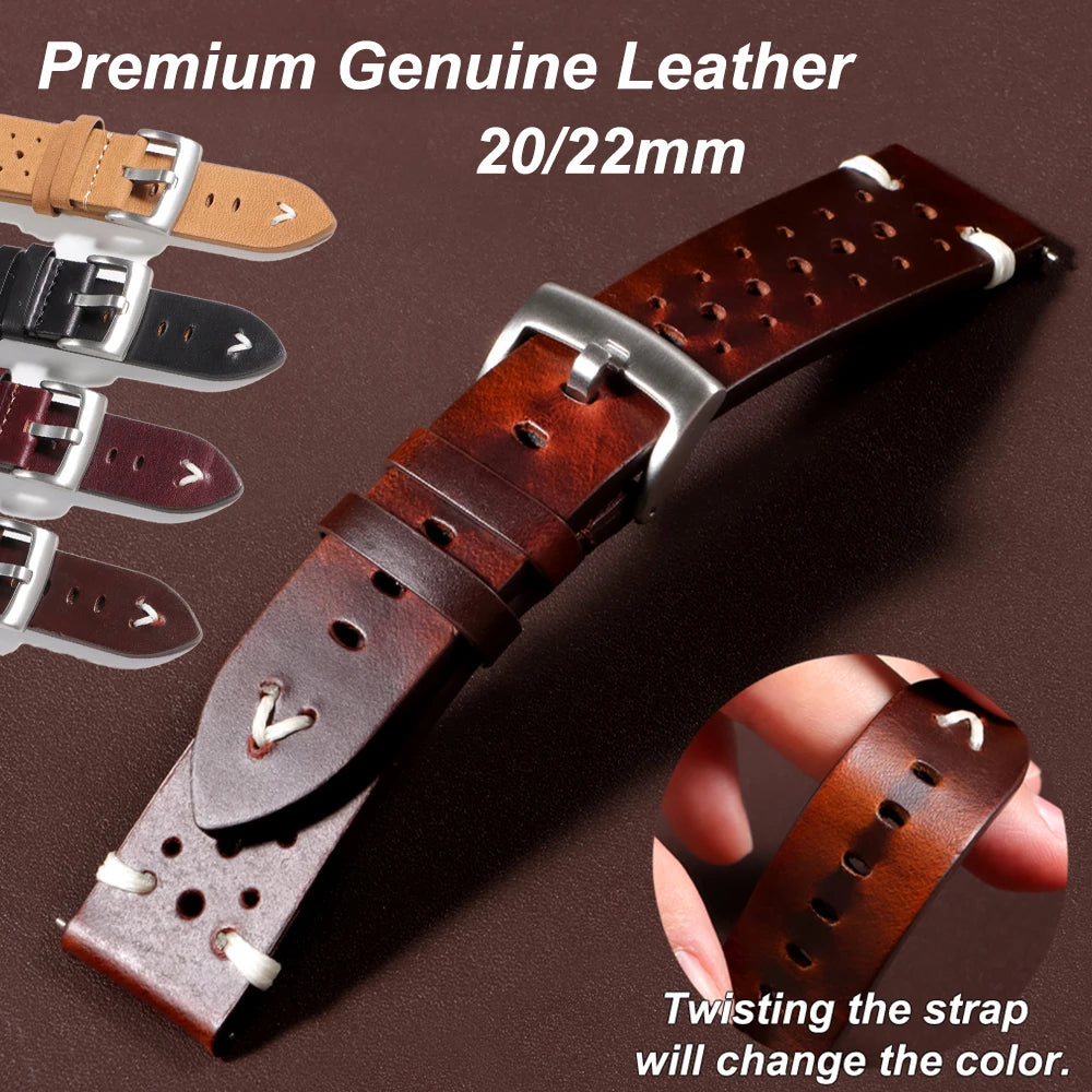 Premium Cowhide Leather Watch Strap 20/22mm (Quick Release)