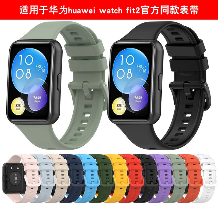Silicone Strap with Transparent TPU Case for Huawei Watch Fit 2