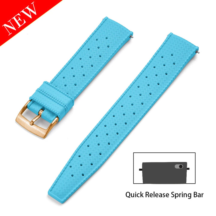 JUELONG PFAS-Approved Quick Release Tropical FKM Rubber Watch Strap 18-19-20-21-22-23-24mm Perfect Fit Flat End Universal Bands