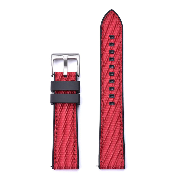 New Design Hybrid FKM Watch Strap 20mm 22mm Fluoro Rubber Canvas Nylon Watchbands Quick Release For Each Brand Diving Watches