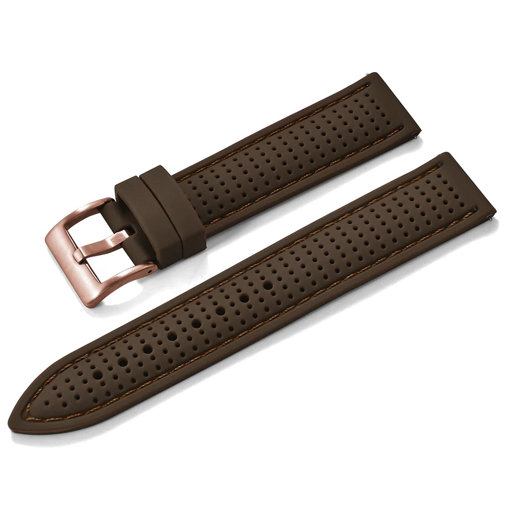 JUELONG Premium Porous Design Soft Rubber Watch Strap Perfect Fit Flat End Universal Quick Release Watch Strap 18mm 20mm 22mm