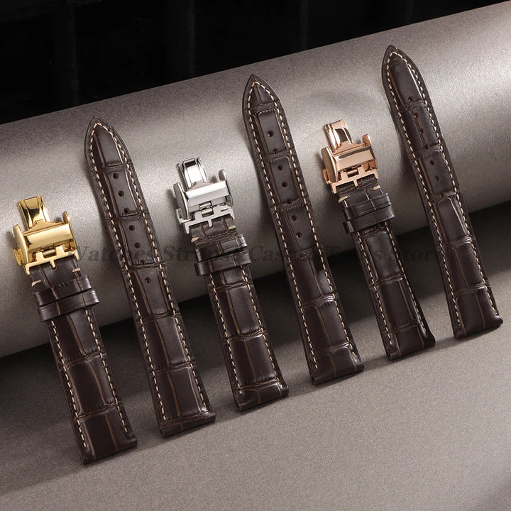 18mm 19mm 20mm 21mm 22mm Cowhide Leather Watch Strap for Longines Watch Bracelet Universal Butterfly Clasp Wristband Replacement