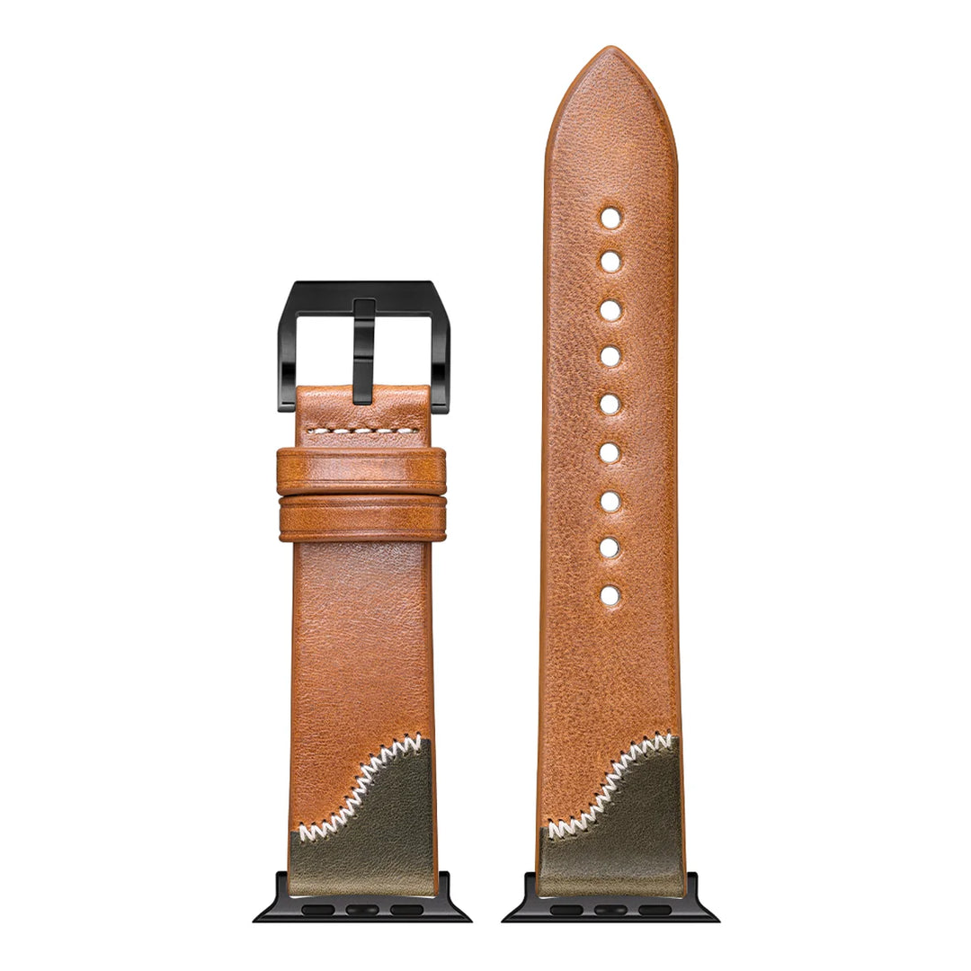 Luxury Bicolor Leather Strap For Apple Watch, Ultra3 49mm, Series11, 10, 46mm, 42mm, 45mm, 44mm, 41mm, 40mm, Handmade Watch Band