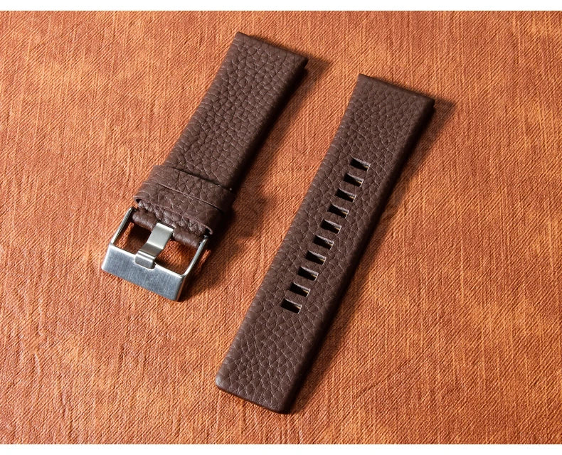 Genuine Leather Watch Strap for Diesel (22–30mm, Black)