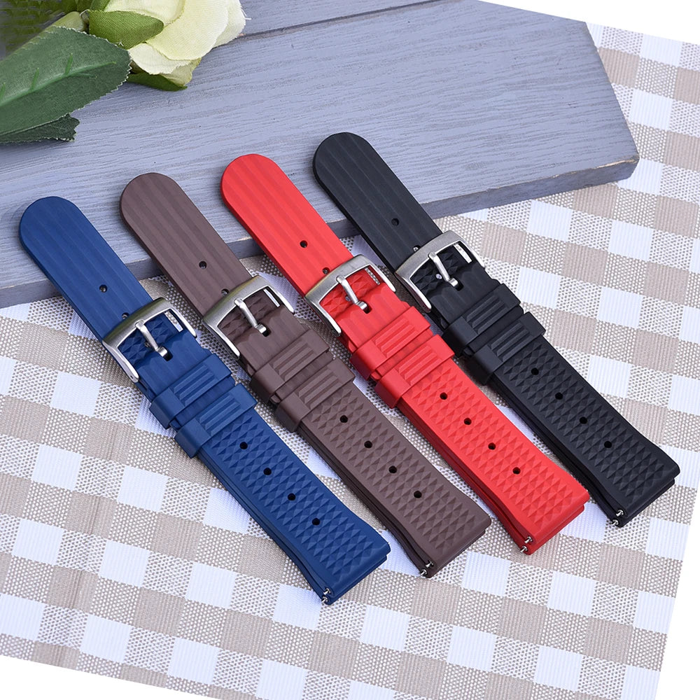 JUELONG Waffle FKM Rubber Watch Bands Quick Release Waterproof Durable Fluororubber Strap 20mm 22mm For Traditional Diving Watch
